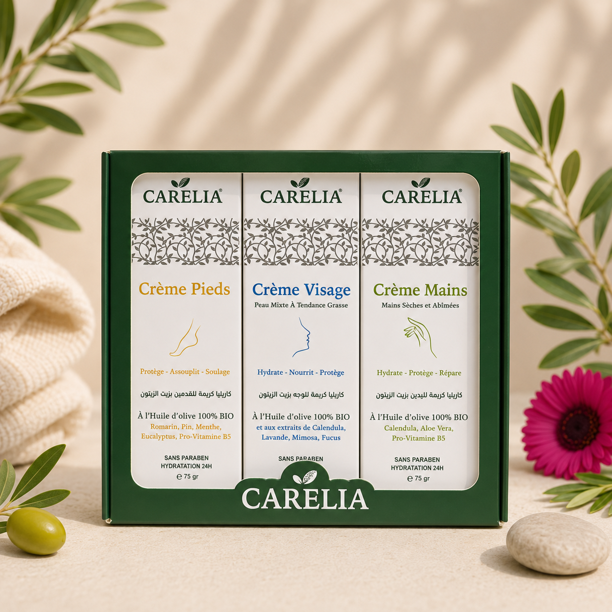 Pack 3 Crèmes (Mains, Pieds, Visage)